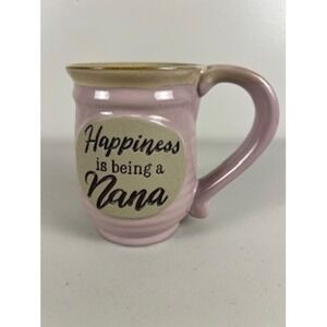 Nana Mug Hand Painted Pink Ceramic "Happiness is Being a Nana" Coffee Tea Mug